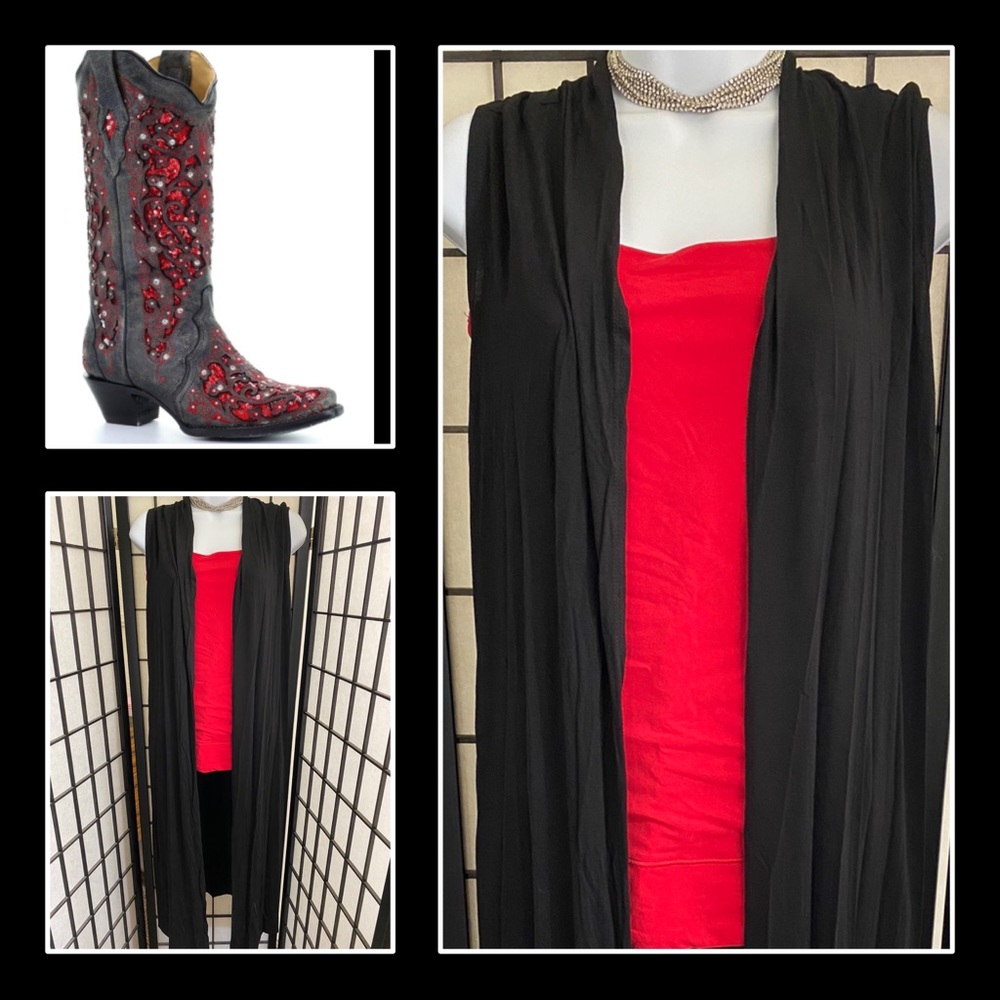 Brand New Long Black Sleeveless Duster